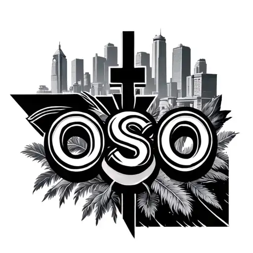 The word OSO negative space cross surrounded by san diego city tattoo design idea