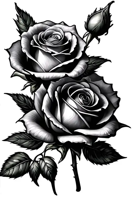 a rosebud, half bloom rose and full bloom rose  tattoo design idea