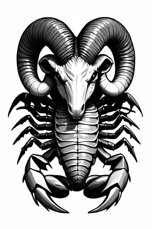 ram head& full body scorpion crawling tattoo design idea