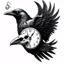 crow skull scale clock tattoo design idea