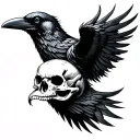 crow skull scale clock tattoo design idea