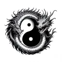 dragon around yin yang symbol tattoo design idea