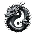 dragon around yin yang symbol tattoo design idea