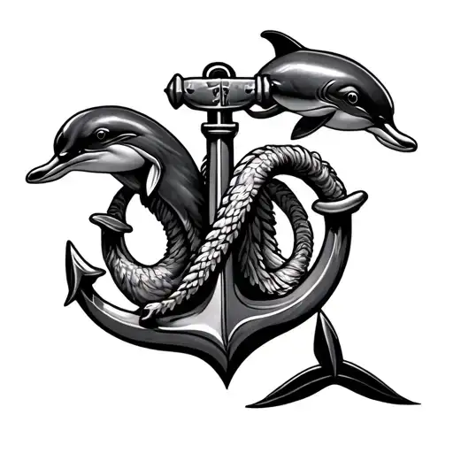 anchor and dolphins for my pawpaw and nana who have passed away  tattoo design idea