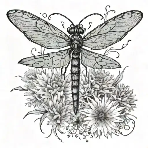 Dragonfly And Dandelion tattoo design idea