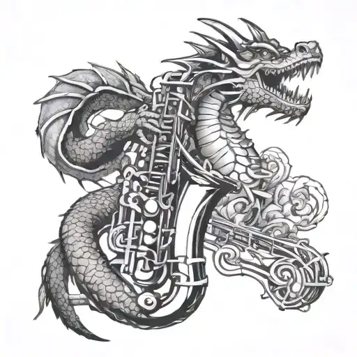 dragon playing a saxophone tattoo design tattoo design idea