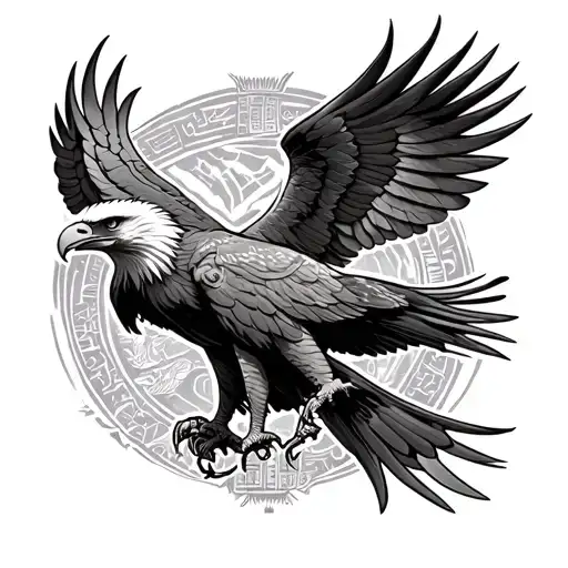 Eagle in the right arm with Egyptian gods tattoo design idea