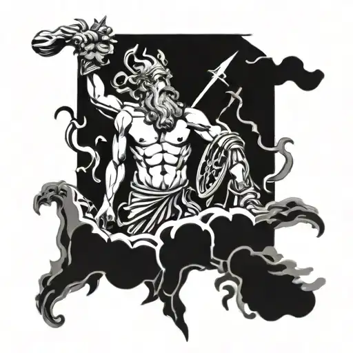 Greek mythology where Olympus is above, Zeus below and Hades below Zeus tattoo design idea