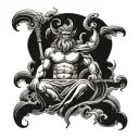 Greek mythology where Olympus is above, Zeus below and Hades below Zeus tattoo design idea