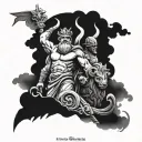 Greek mythology where Olympus is above, Zeus below and Hades below Zeus tattoo design idea