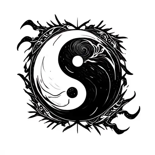 ying yang round logo intertwined tattoo design idea