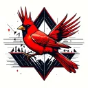 triangular geometric tattoo of a red cardinal flying tattoo design idea