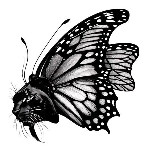 Panther jungle butterfly wings avicii logo tattoo design idea