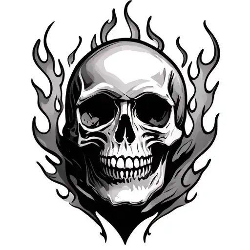 skull with flames knee tattoo design  tattoo design idea