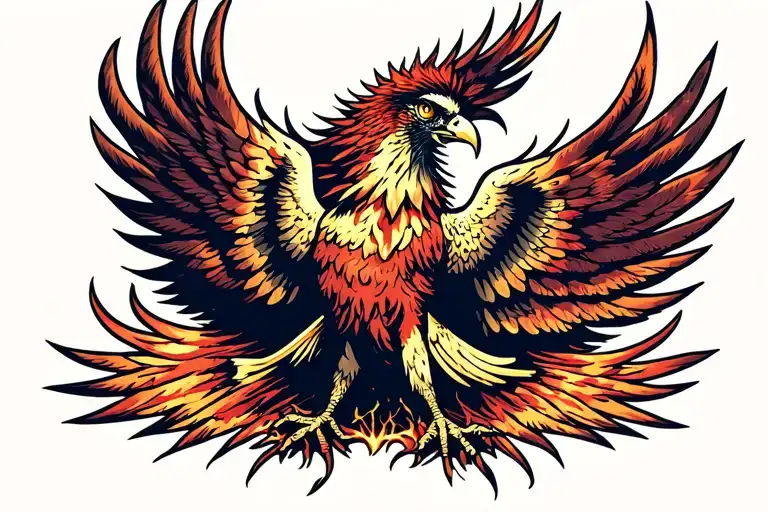 phoenix rising from ashes tattoo design idea