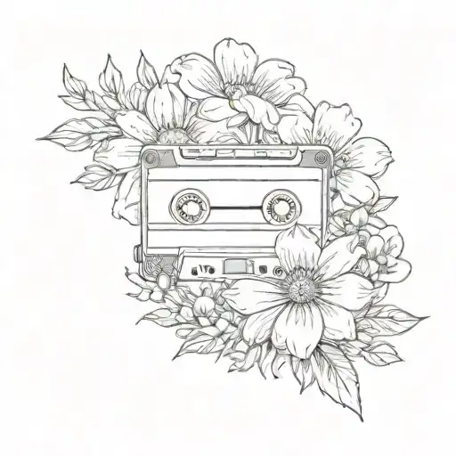 a tape of the smiths in a flower field tattoo design idea
