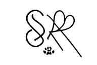 "S R" "S R" straight line with heart and paw print and initials tattoo design idea