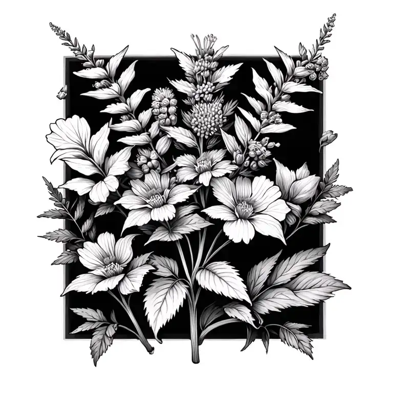 hyssop plant and mustard plant bunch tattoo design idea