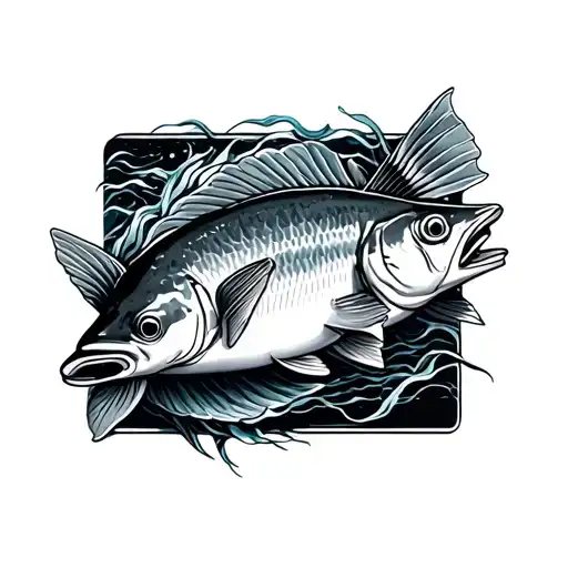 Salmon tattoo design idea