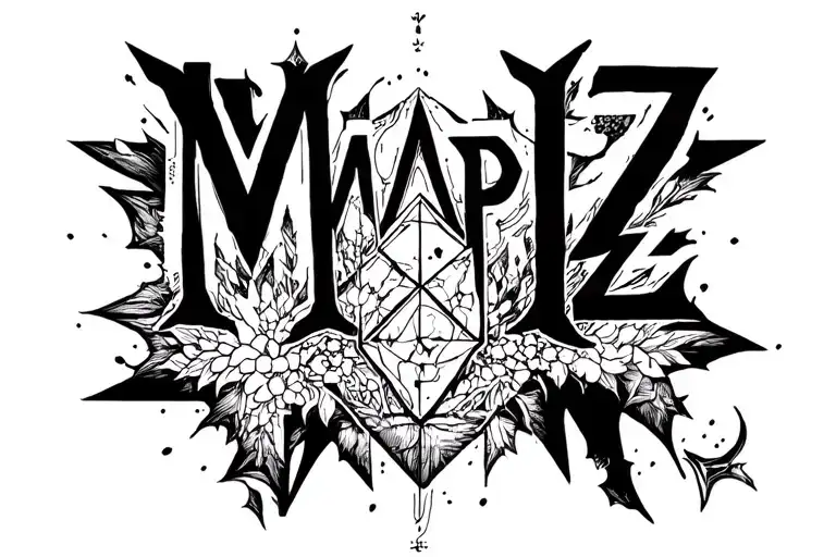 "Mapz12" grave yard markers combined with geometric tattoo design idea