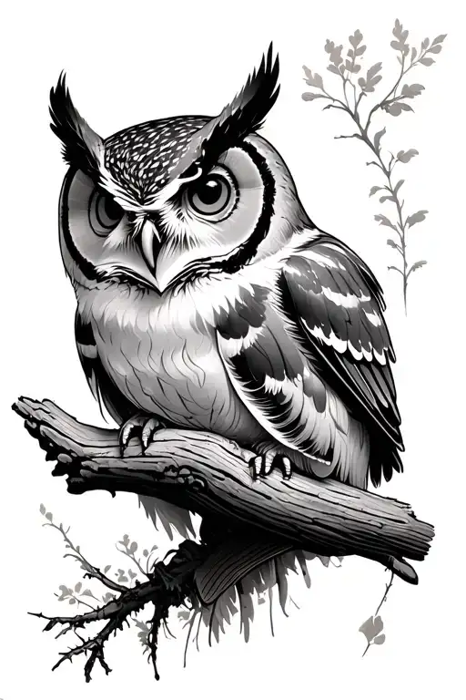 owl and otter tattoo design idea