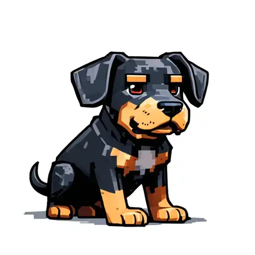 black Minecraft dog sitting tattoo design idea