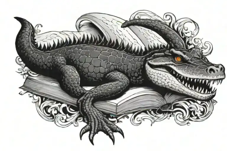 Book, Viper, Peter Pan, Crocodile tattoo design idea