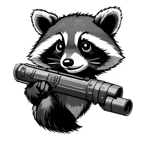 raccoon holding tank sabot dart tattoo design idea