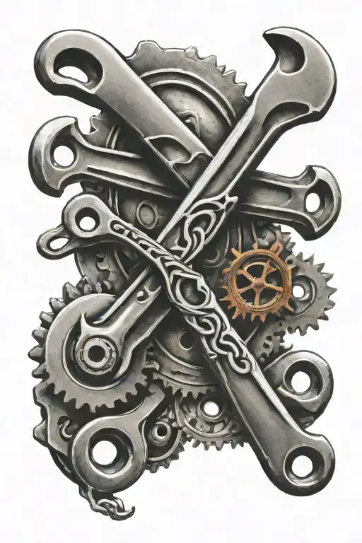 Memorial wrench crossed together symbolizing tattoo design idea