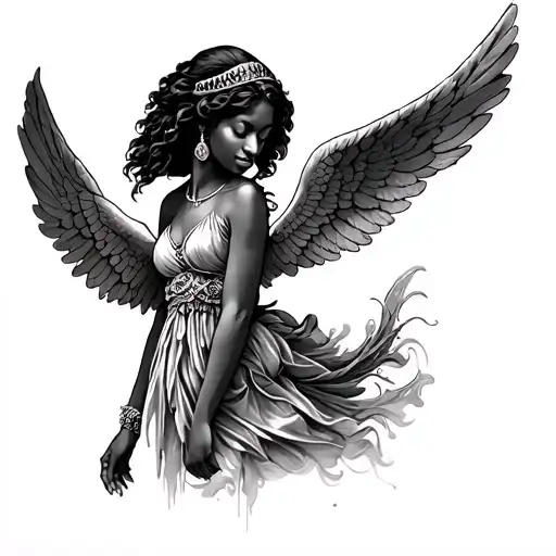 African Angel tattoo design idea