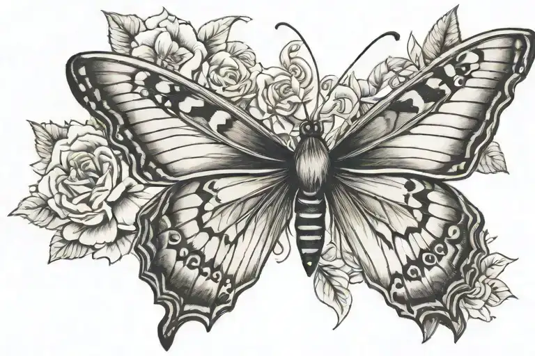 butterfly with aunt jj tattoo design idea