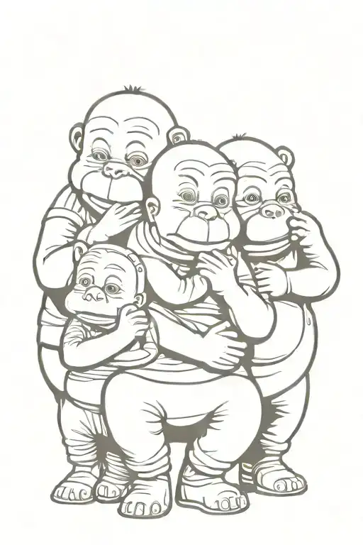 Willy Wonk Charlie Bucket and Violet Beauregarde see no evil speak no evil hear no evil tattoo design idea