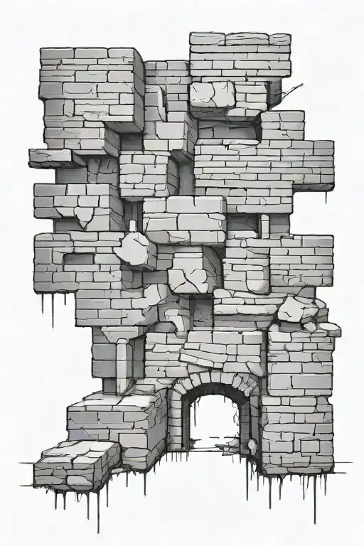 Big StonBrick wall and story scetches on bricks they threw tattoo design idea