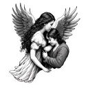 isabelle in heaven looking down over her dad and olivia tattoo design idea