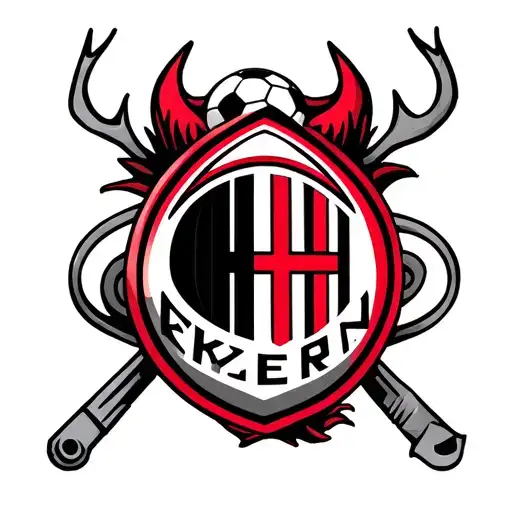 ac Milan logo and symbol bandits curve south Milan with devil above with pitchfork and soccer ball tattoo design idea