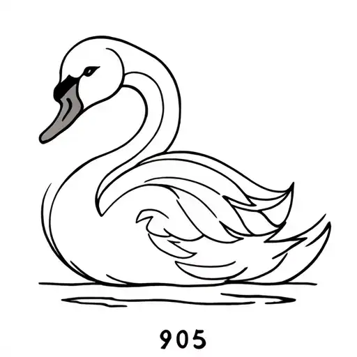 a swan with number 905 tattoo design idea