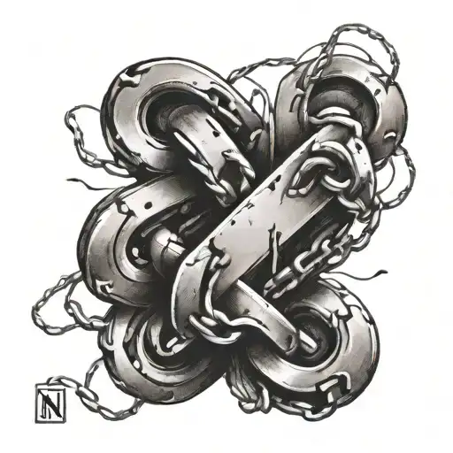 broken chain with NA logo around wrist tattoo tattoo design idea