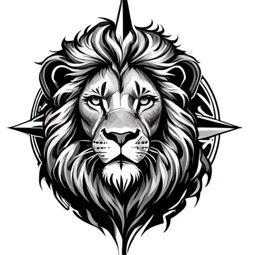Lion,Compass tattoo design idea