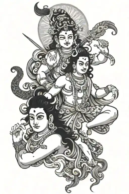 hindu god Krishna and Shiva tattoo design idea