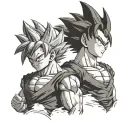 Goku and Vegeta faces in half together Dragon Ball tattoo design idea
