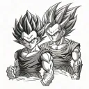 Goku and Vegeta faces in half together Dragon Ball tattoo design idea
