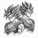 Goku and Vegeta faces in half together Dragon Ball tattoo design idea