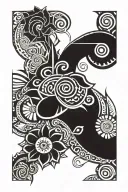 flor de maga blower with taino tribal symbols incorporated tattoo design idea