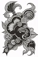 flor de maga blower with taino tribal symbols incorporated tattoo design idea