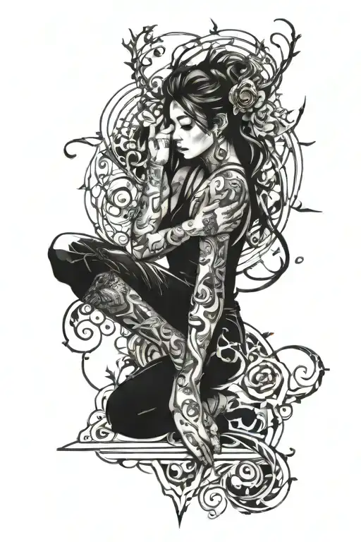 Depression depicted tattoo design idea