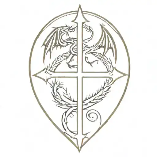 cross with dragon  tattoo design idea