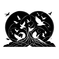 Tree Of Life with flying birds tattoo design idea