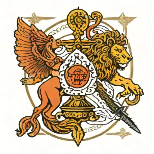 libra leo zodiac sign tattoo design idea