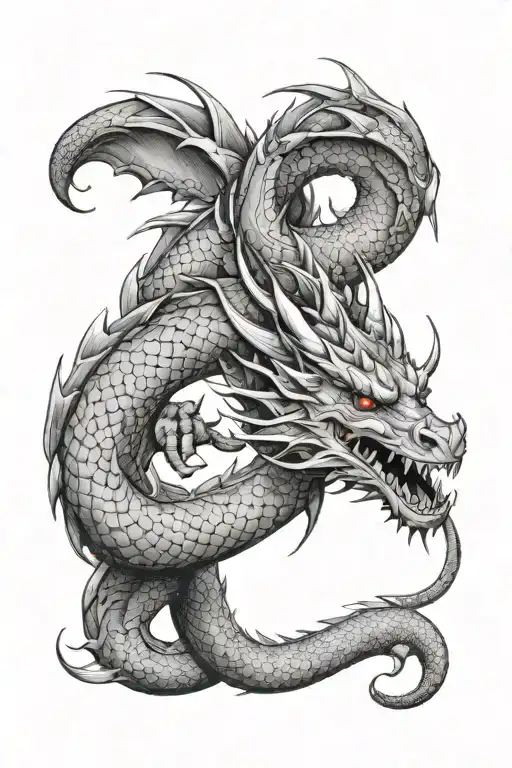 dragon wrapped around arm sleeve tattoo design idea