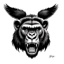 half lion half gorilla tattoo that roars when i move my armpits ups tattoo design idea